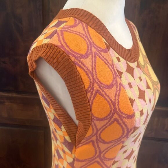Free People Mira Orange Sleeveless Mini Sweater Dress, size M - Picture 4 of 11